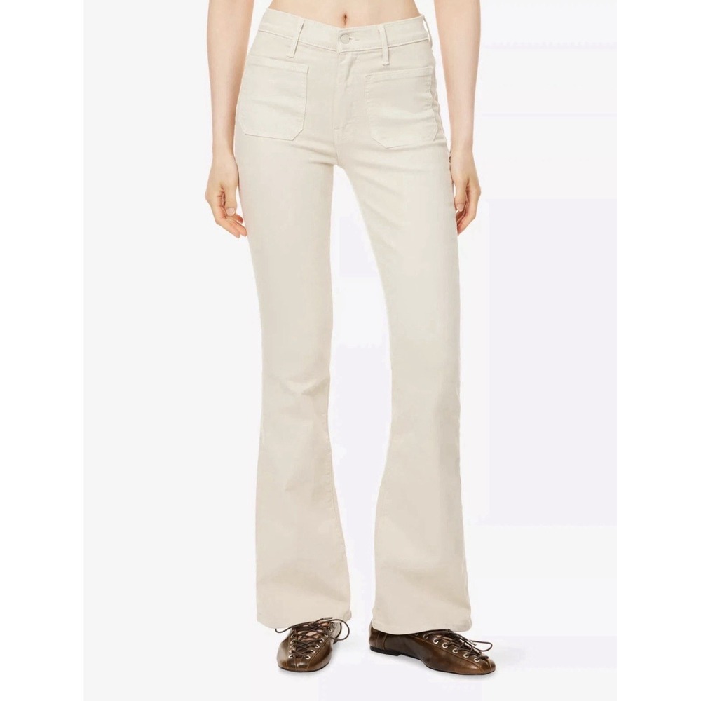 MOTHER Patch Pocket Weekender Flare Stretch Jeans Wacky Khaki 26 NWT